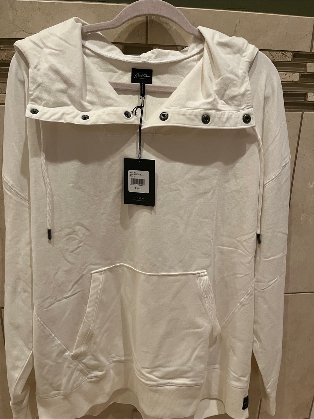 Good Man Brand White Hooded Pullover Sweatshirt